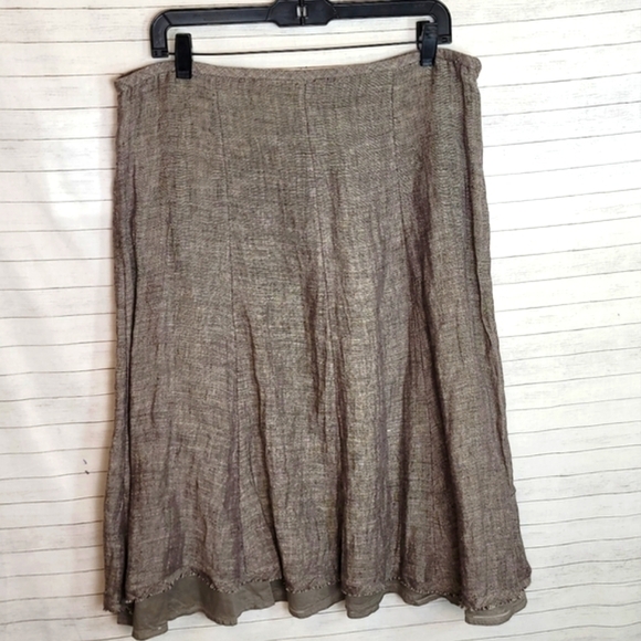 EILEEN FISHER 100% LINEN SEAMED SKIRT IN CLOVE, SZ MEDIUM - Picture 2 of 12